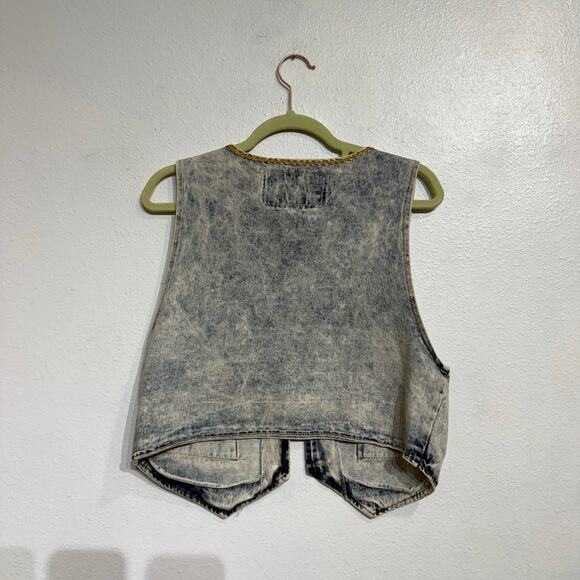 Centz Denim Acid Wash Embellished Vintage Button Up Vest Sz M - Picture 8 of 11
